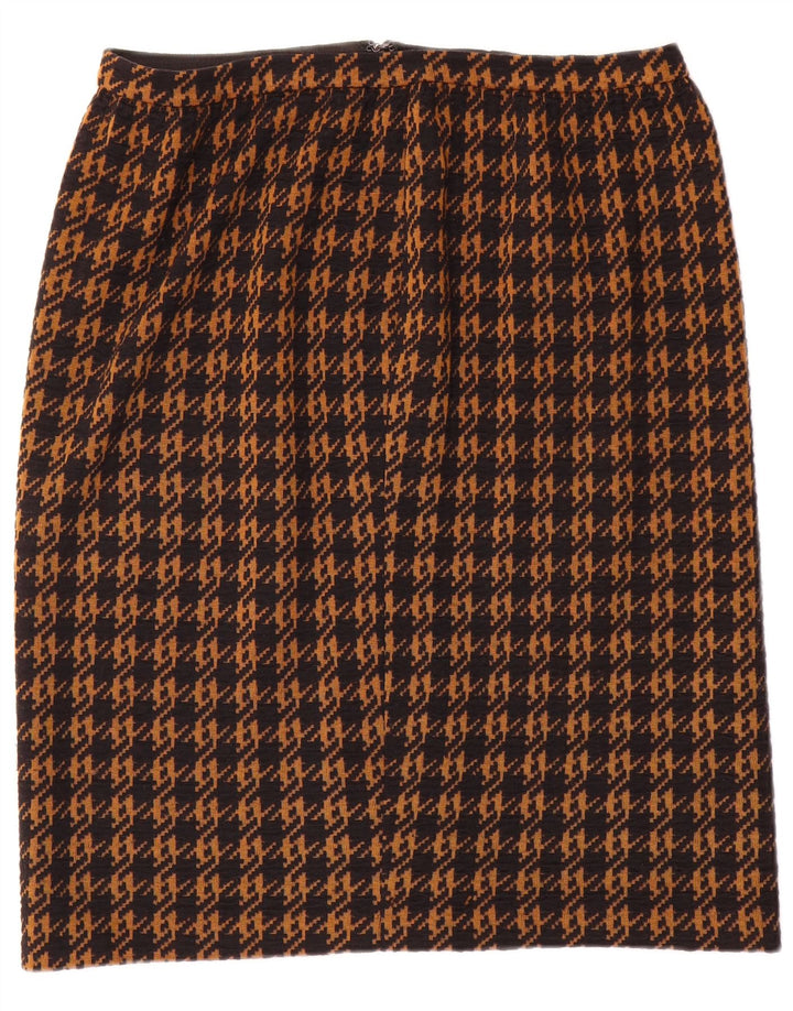 Vintage Womens Straight Skirt W32 Large Brown Houndstooth