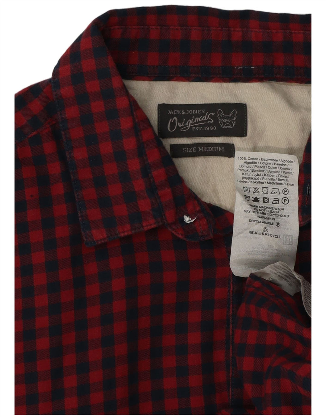 Camisa Jack & Jones Hombre Manga Corta Algodón Vichy Rojo Medio