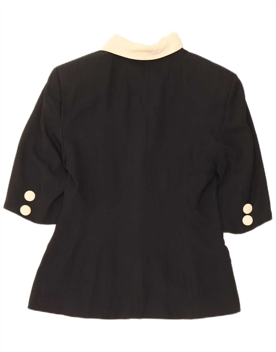 Vintage Womens Short Sleeve Blazer Jacket UK 12 Medium Black Colourblock
