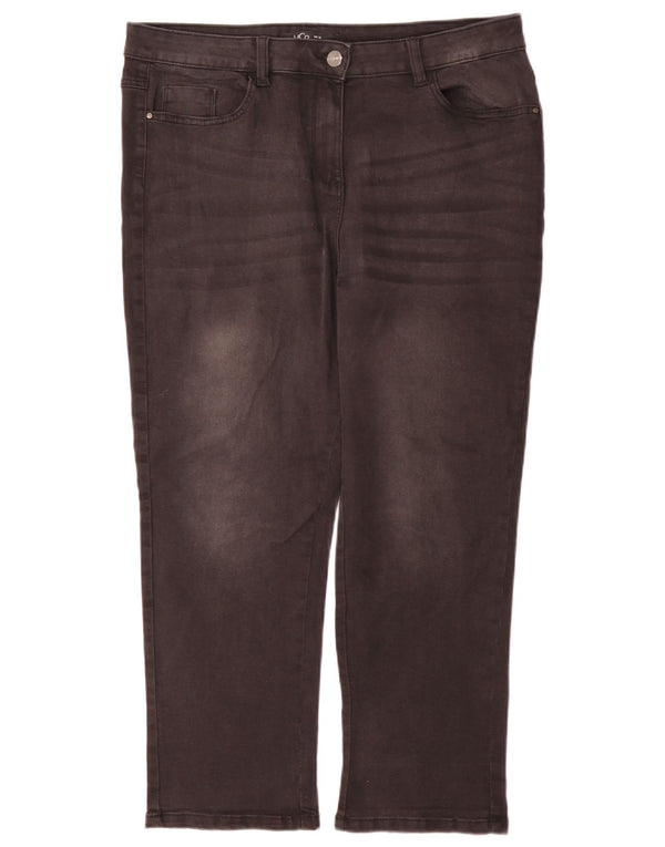 M&Co Dame Petite Højtaljede Lige Jeans UK 16 Large W36 L28 Sort