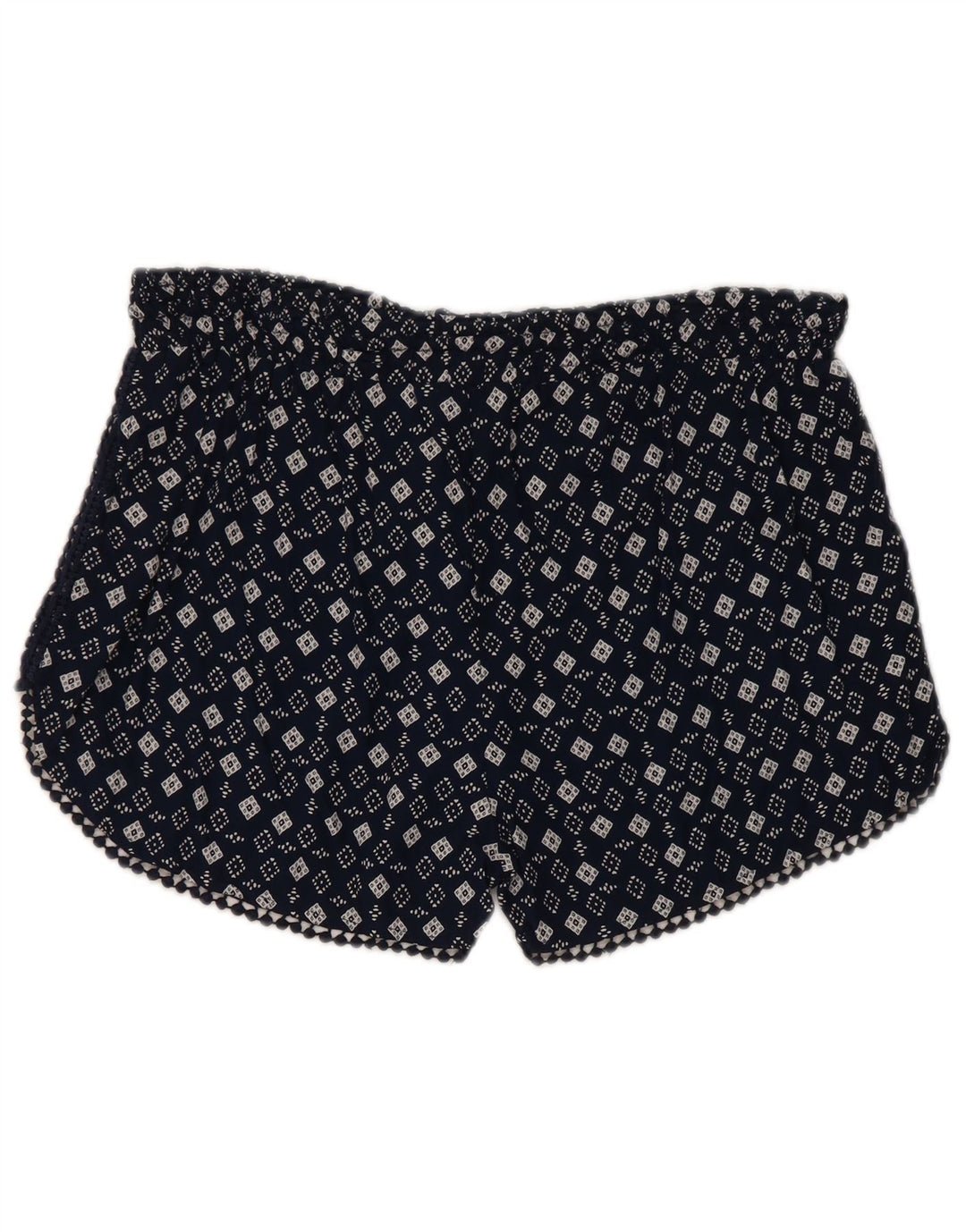 Superdry Womens Hot Pants Large W32  Navy Blue Geometric Viscose