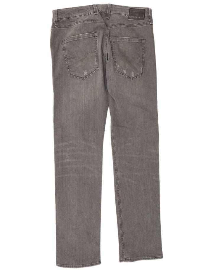 Guess Mens Distressed Slim Jeans W31 L33 Grey Cotton