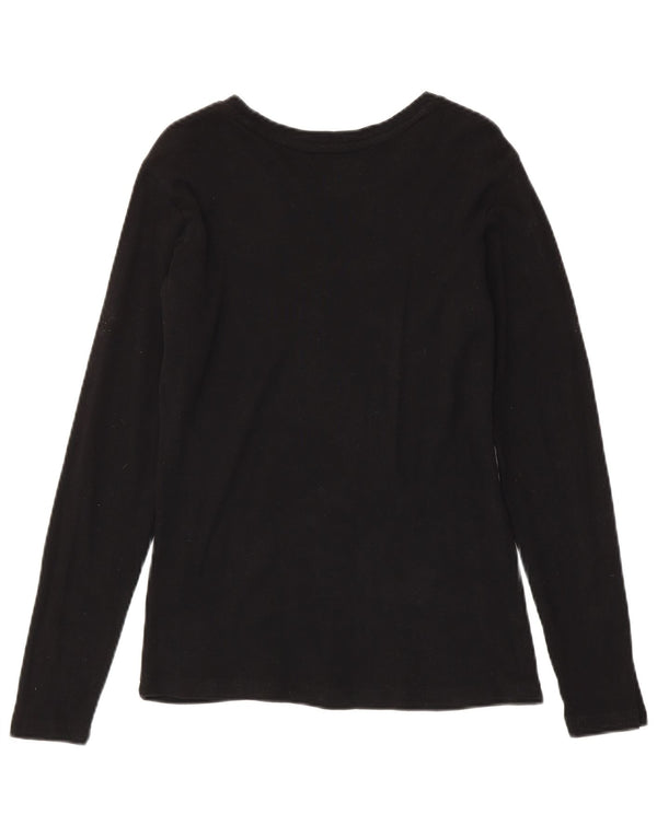 Kappa Womens Graphic Top Long Sleeve UK 14 Large Black Cotton