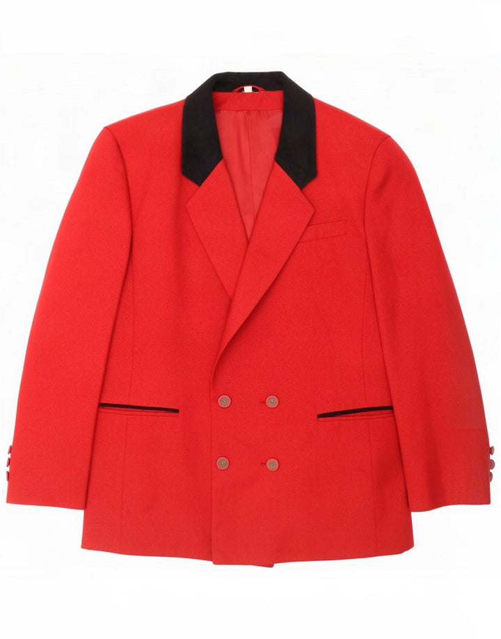 Vintage Womens Double Breasted Oversized Blazer Jacket UK 18 XL Red Wool