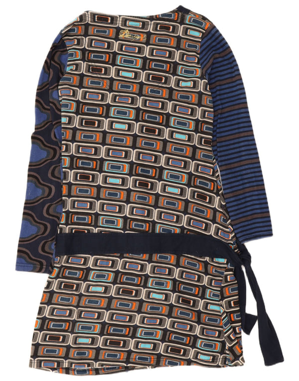 Desigual Robe graphique taille basse pour femme UK 14 Large Bleu marine géométrique