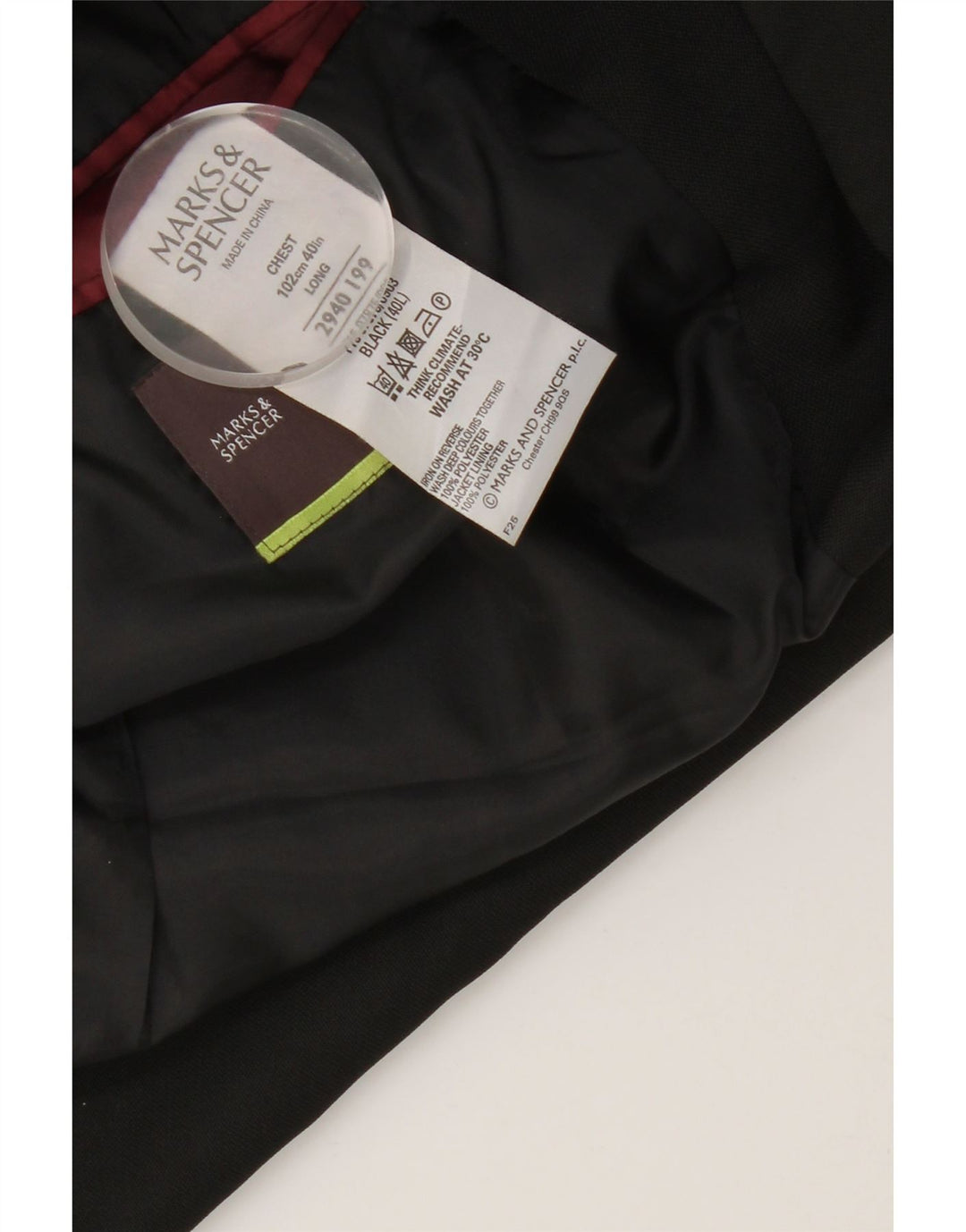Giacca blazer lunga a 3 bottoni Marks & Spencer da uomo UK 40 media nera
