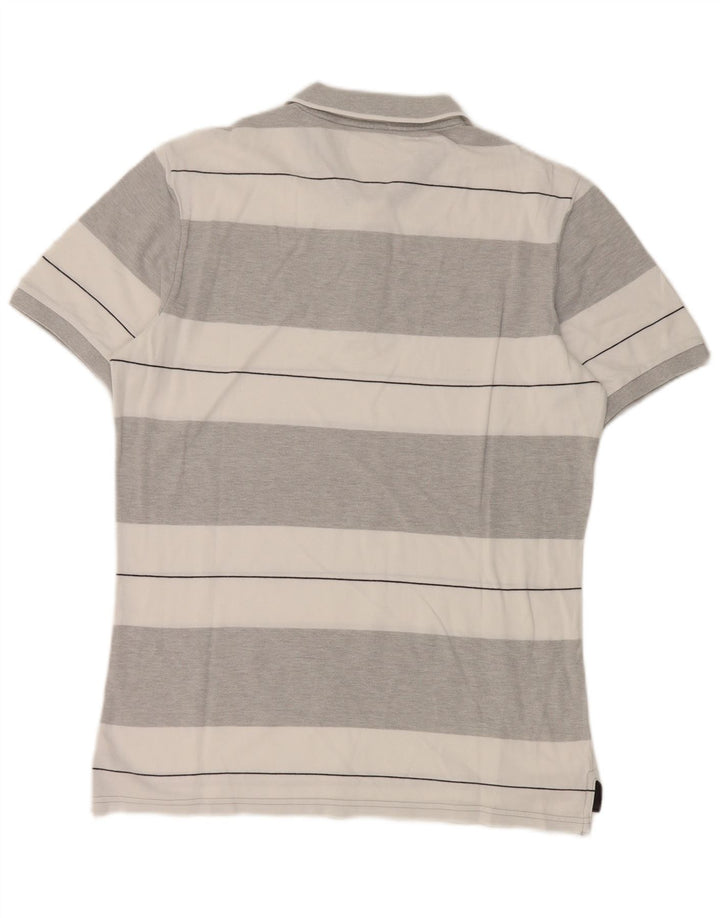 Benetton Herren Poloshirt Mittelgrau gestreift