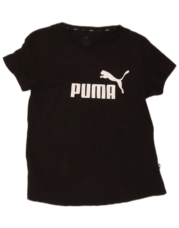 Puma Γυναικείο T-Shirt Top UK 14 Large μαύρο βαμβακερό