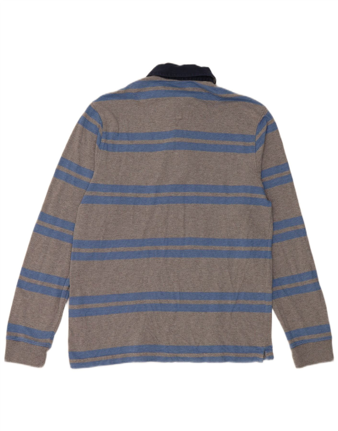 Marks & Spencer Mens Long Sleeve Rugby Polo Shirt Small Grey Striped