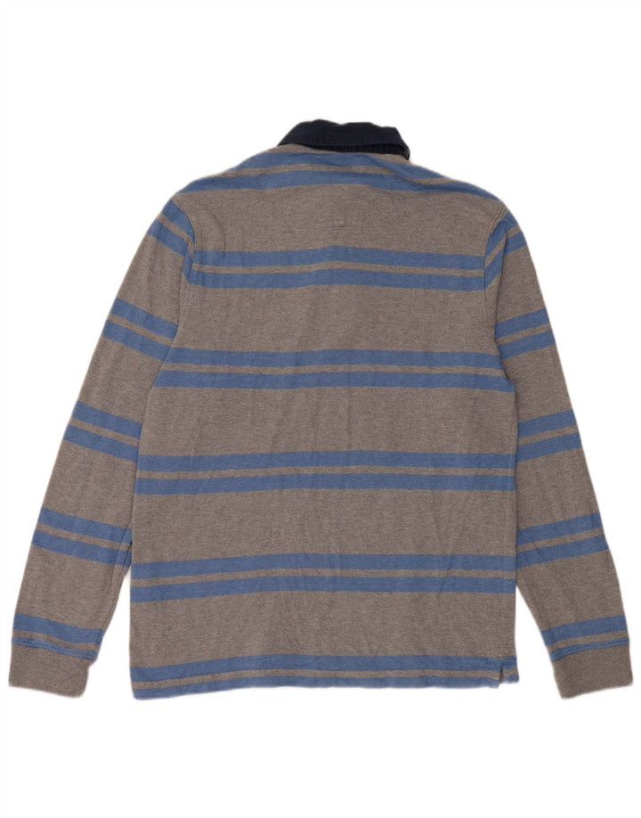 Marks & Spencer Mens Long Sleeve Rugby Polo Shirt Small Grey Striped