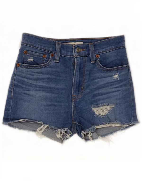 Levi's Shorts De Mezclilla De Tiro Alto Desgastados para Mujer W24 XS Algodón Azul