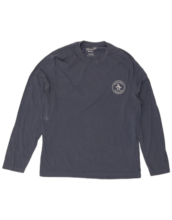Penguin Mens Top Long Sleeve XL Navy Blue Cotton