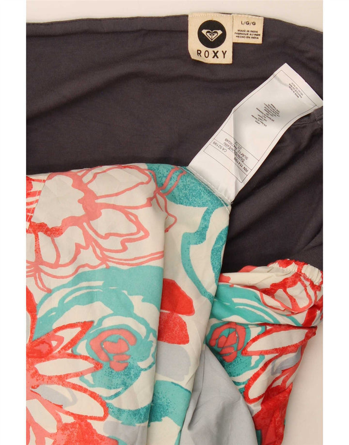 Roxy Dame Mini Stropløs Kjole UK 14 Large Multicolored Floral Rayon
