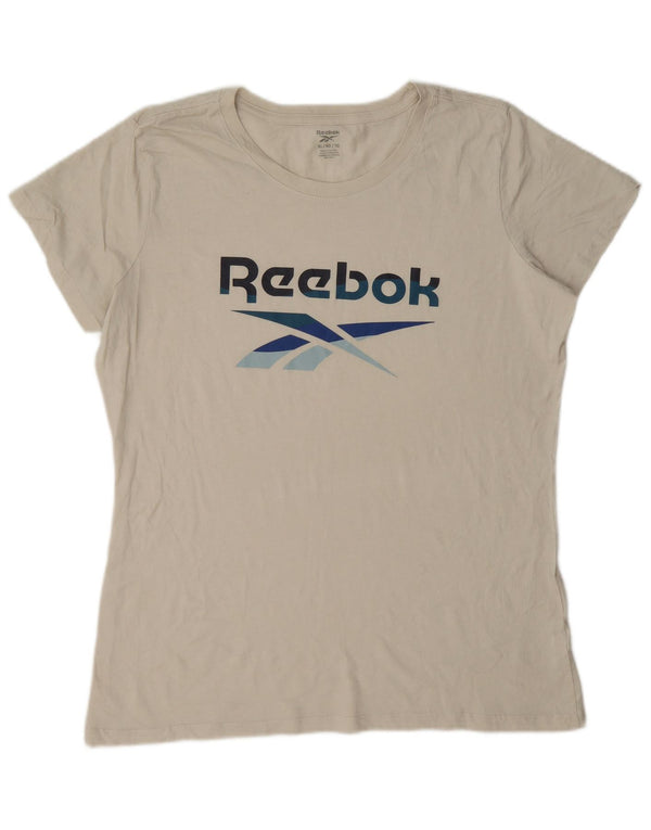 T-shirt grafica Reebok da donna Top UK 18 XL in cotone beige