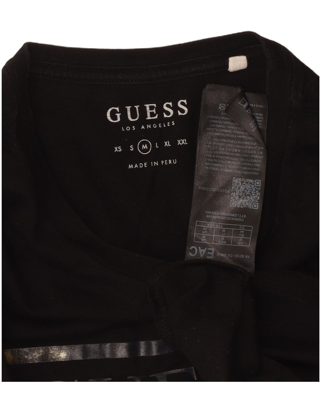 Męski T-shirt z grafiką GUESS, bawełniany, średni czarny