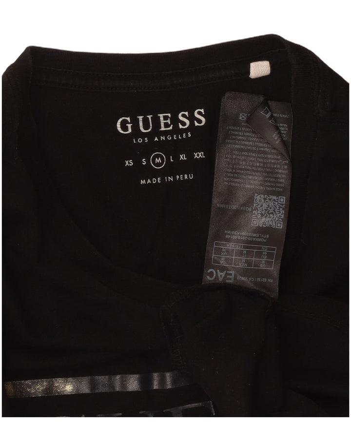Męski T-shirt z grafiką GUESS, bawełniany, średni czarny