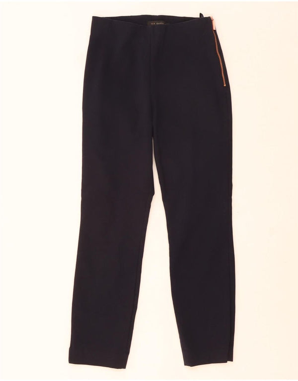 Ted Baker Womens Slim Trousers Size 0 2XS W24 L24 Navy Blue Cotton