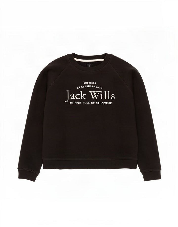 Jack Wills Womens Graphic Oversized Sweatshirt Jumper UK 12 Medium Black