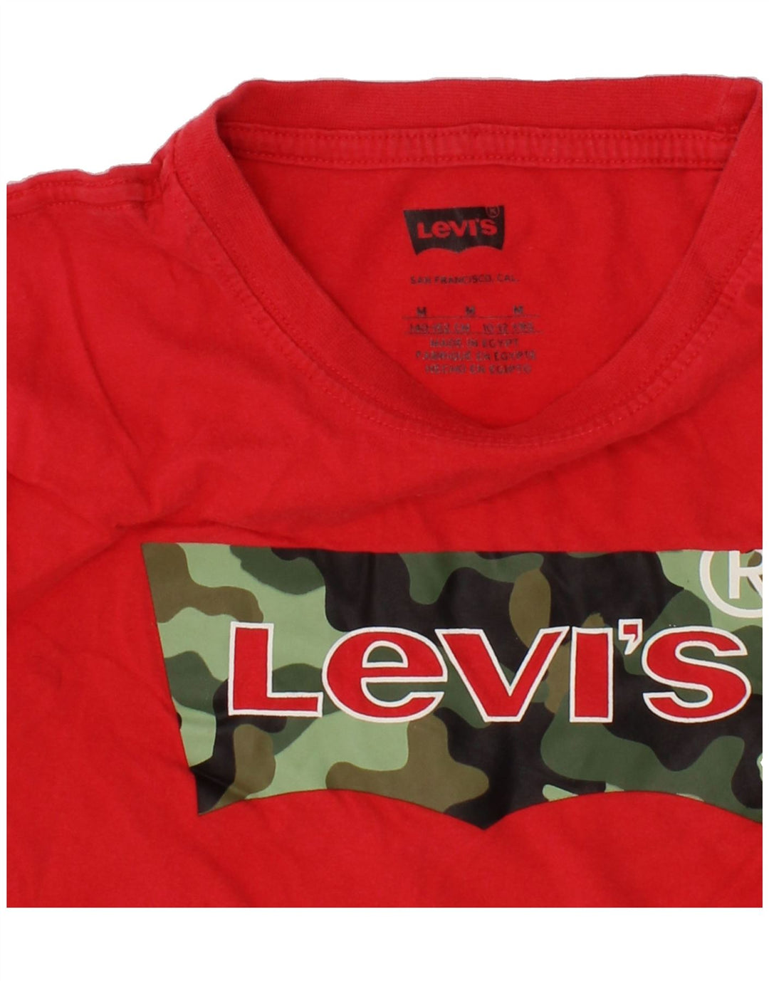 LEVI'S Boys Graphic T-Shirt Top 10-11 Years Medium Red Cotton Vintage Levi's and Second-Hand Levi's from Messina Hembry 