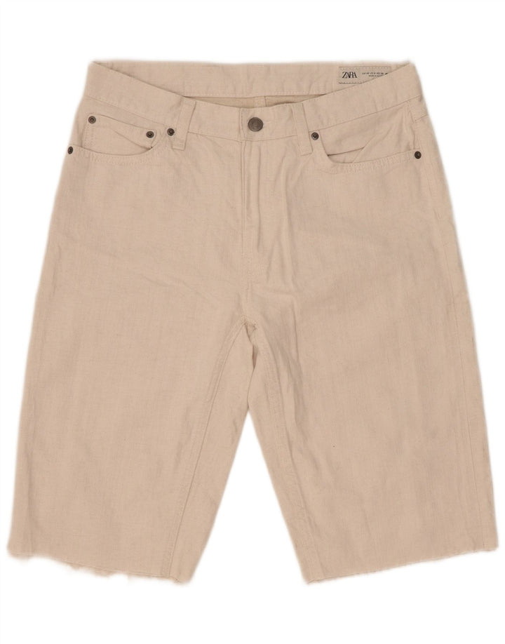 Zara Womens Denim Shorts EU 40 Medium W30  White Cotton