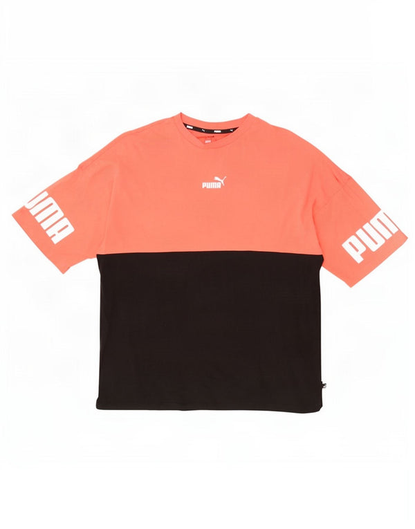 Puma Camiseta gráfica para hombre Top grande de algodón color block negro
