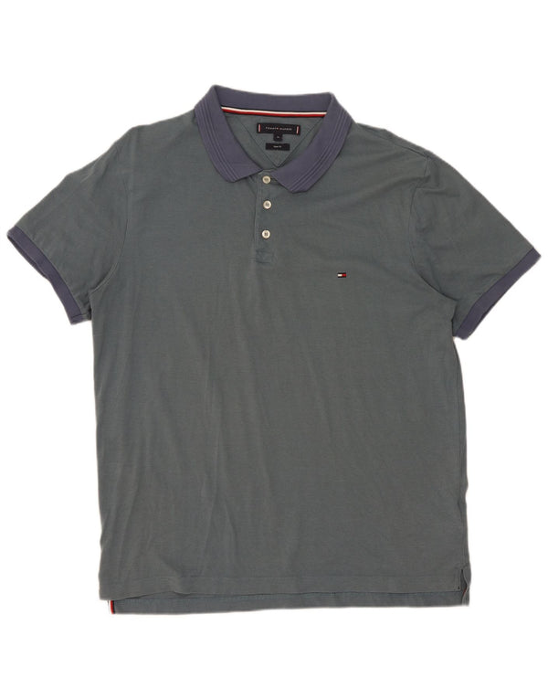 Polo slim fit da uomo Tommy Hilfiger XL in cotone grigio