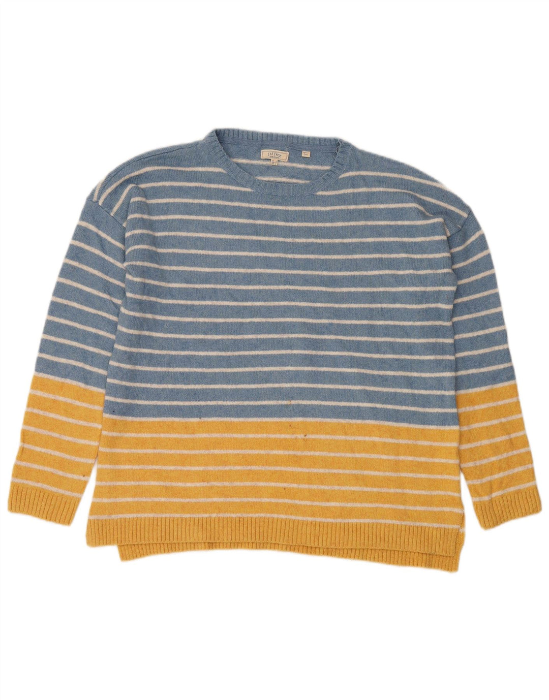 FAT FACE Womens Crew Neck Jumper Sweater UK 12 Medium Blue Striped