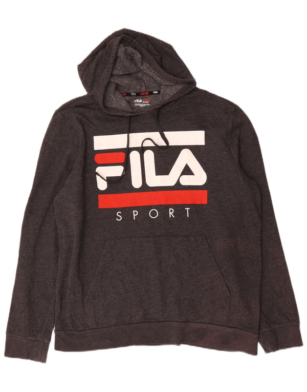 Fila Mens Graphic Hoodie Jumper XL Cinza Algodão