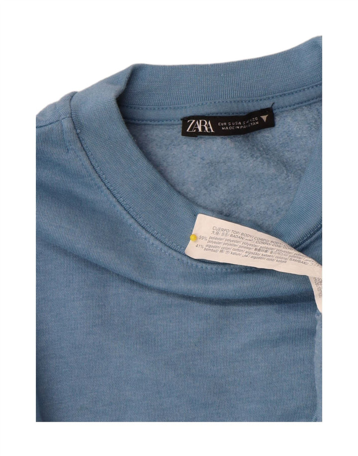 Женский укороченный свитер Zara UK 10, маленький синий полиэстер
