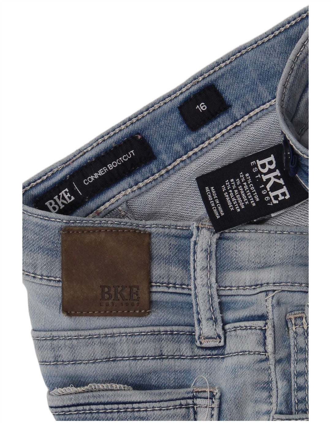BKE Boys Conner Bootcut Jeans 15-16 Years W28 L28 Blue Cotton