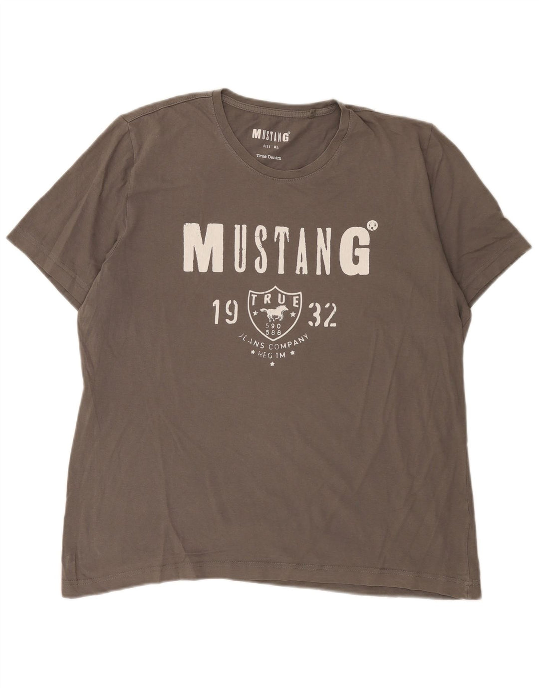 Mustang Mens Graphic T-Shirt Top XL Grey Cotton