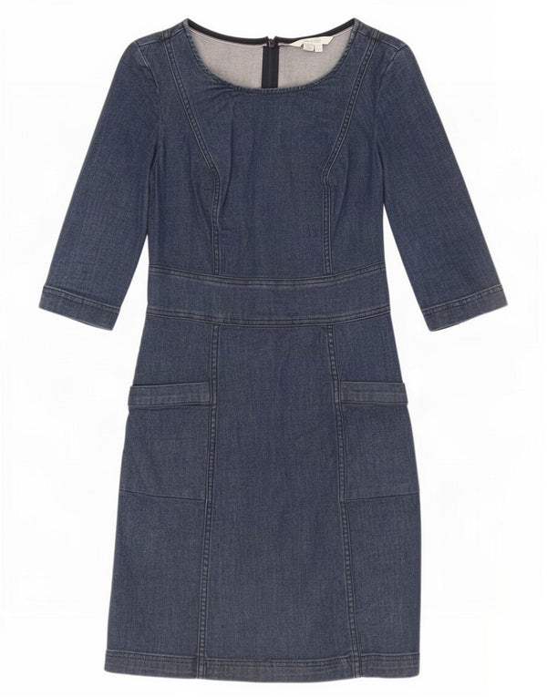 Boden Damen-Jeanskleid mit 3/4-Ärmeln, Größe S, Blau, Baumwolle