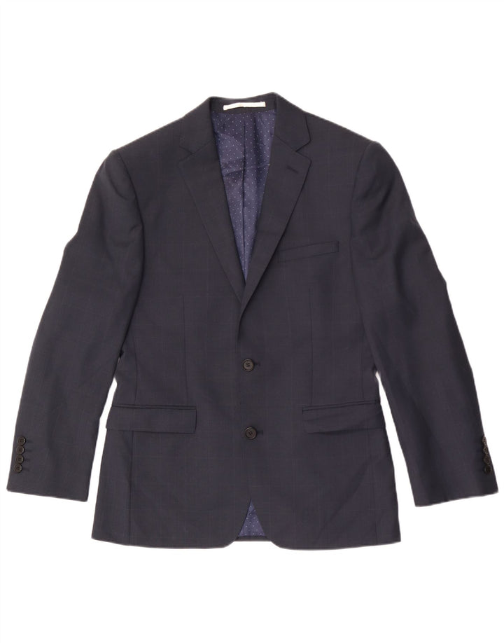 French Connection Mens 2 Button Blazer Jacket UK 36 Small Navy Blue Wool