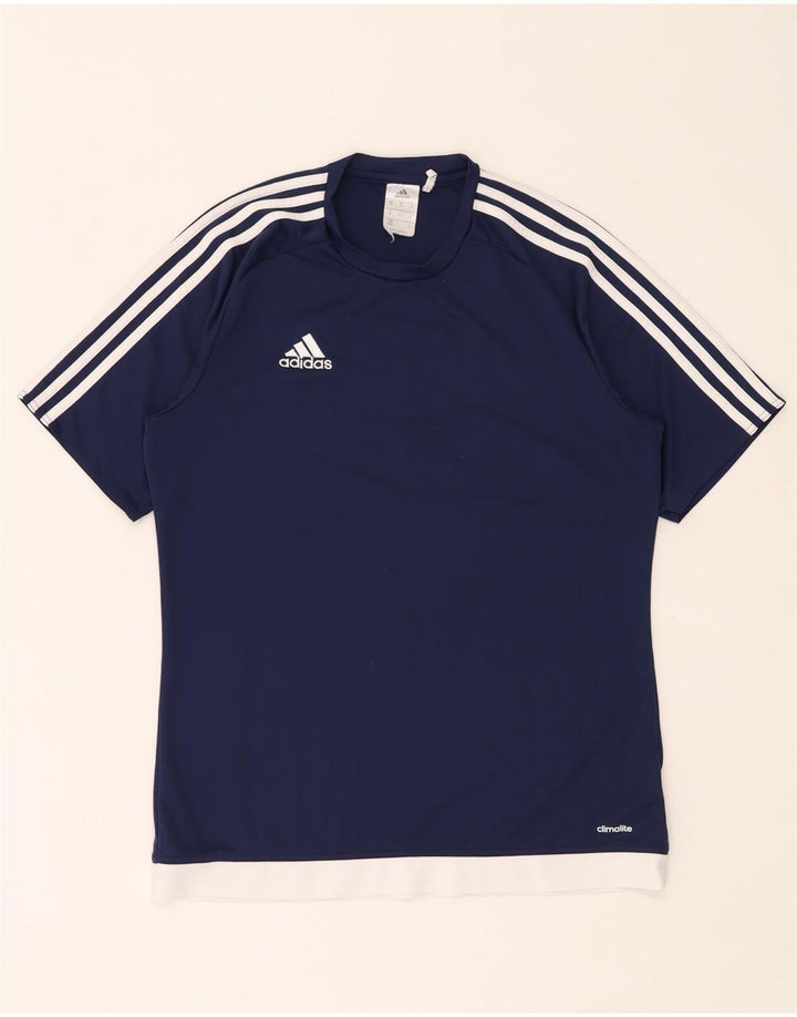 Adidas Mens Climalite T-Shirt Top Medium Navy Blue Colourblock Polyester