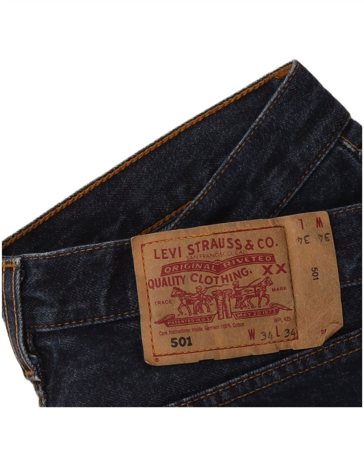 Pantaloncini di jeans Levi's 501 da uomo W34 Large Blu Navy