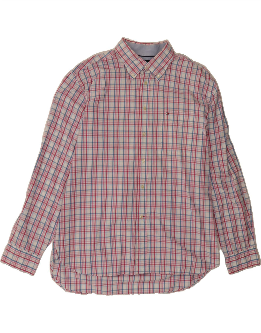 TOMMY HILFIGER Mens Shirt XL Pink Check Cotton Vintage Tommy Hilfiger and Second-Hand Tommy Hilfiger from Messina Hembry 