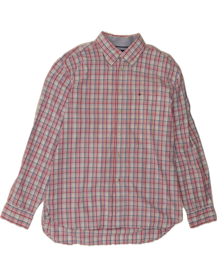 TOMMY HILFIGER Mens Shirt XL Pink Check Cotton Vintage Tommy Hilfiger and Second-Hand Tommy Hilfiger from Messina Hembry 
