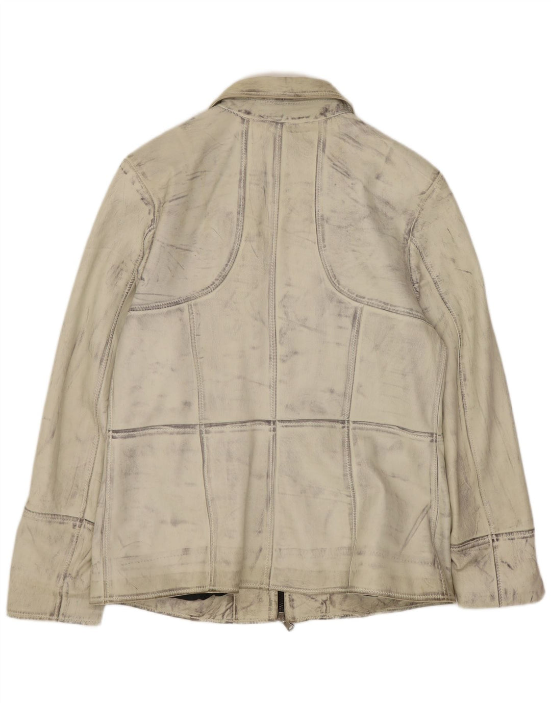 Vintage Womens Leather Jacket UK 16 Large Off White