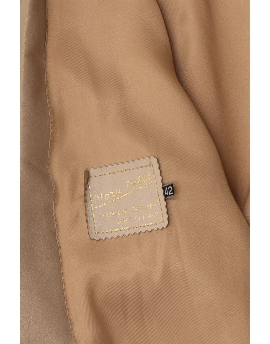 vintage Femme 1 Bouton Veste Blazer En Cuir IT 42 Cuir Beige Moyen