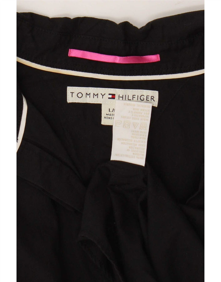 Tommy Hilfiger Womens Shirt UK 14 Large Black Cotton