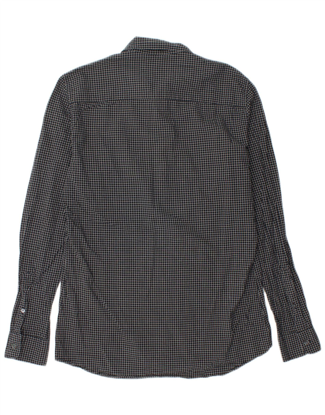 French Connection Mens Slim Fit Flannel Shirt Small Black Check Cotton