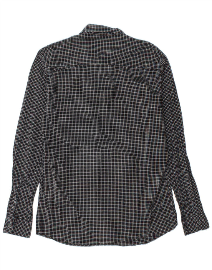 French Connection Mens Slim Fit Flannel Shirt Small Black Check Cotton