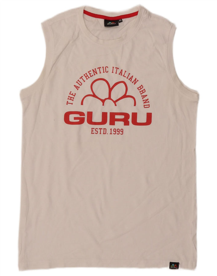 Guru Mens Graphic Vest Top Medium White