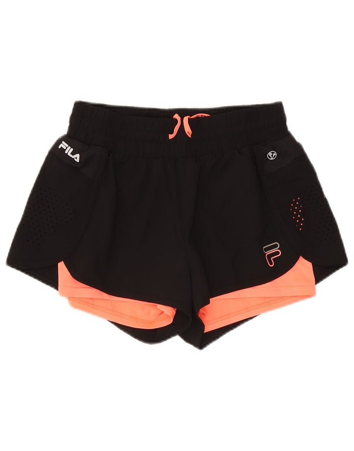 Fila Womens Graphic Sport Shorts UK 12 Medium Black