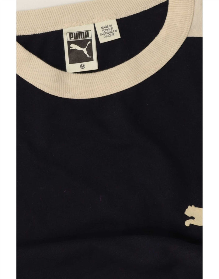 Puma Herre Top Langærmet Medium Navy Blue Colourblock Bomuld