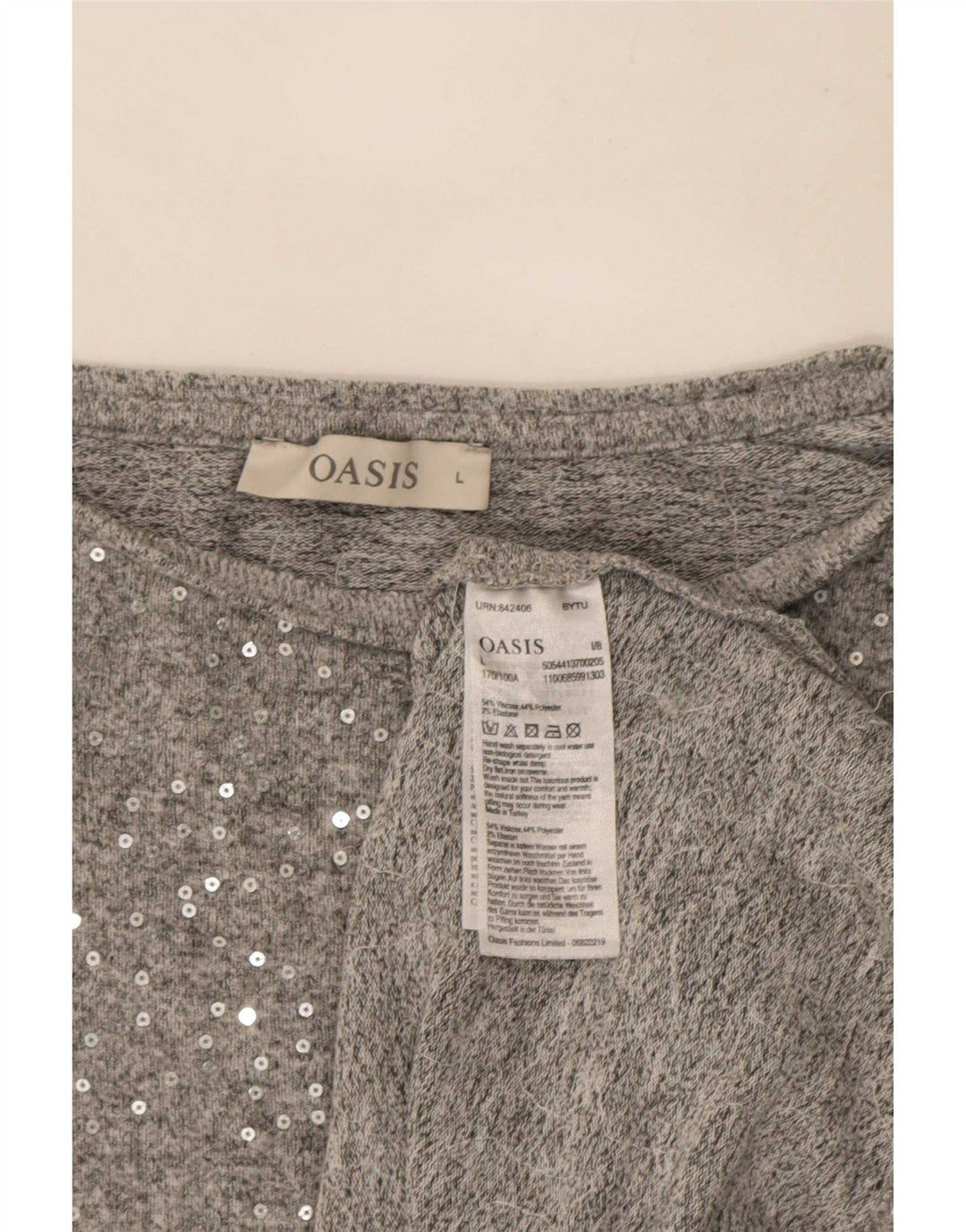 Oasis Womens Long Sleeve Blouse Top UK 16 Large Grey Viscose
