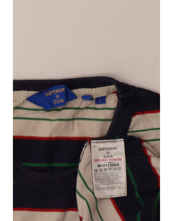 T-shirt da uomo Superdry Top grande in cotone a righe multicolori