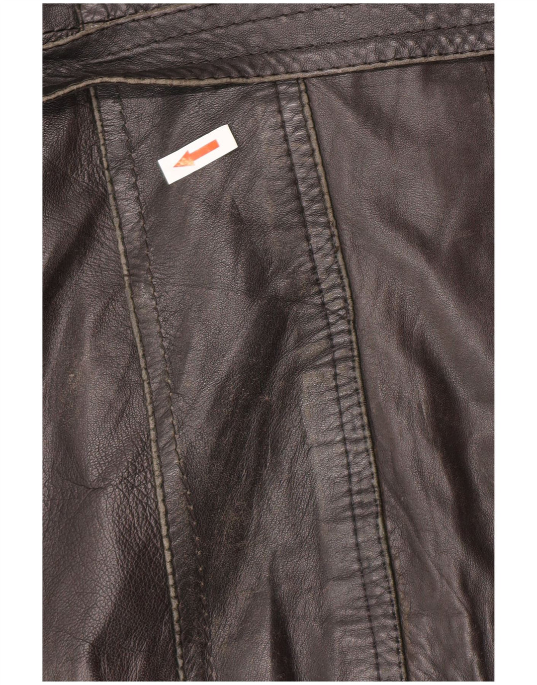 Vintage Mens Double Breasted Leather Jacket UK 34 XS Black Retro