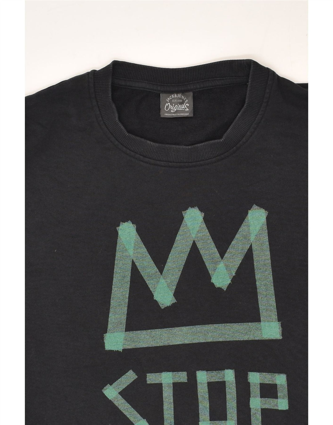 JACK & JONES Mens Graphic Sweatshirt Jumper Large Black Cotton | Vintage Jack & Jones | Thrift | Second-Hand Jack & Jones | Used Clothing | Messina Hembry 