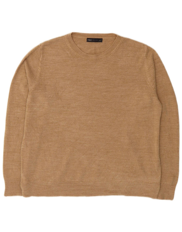 Maglione maglione girocollo da donna Marks & Spencer UK 18 XL Acrilico beige